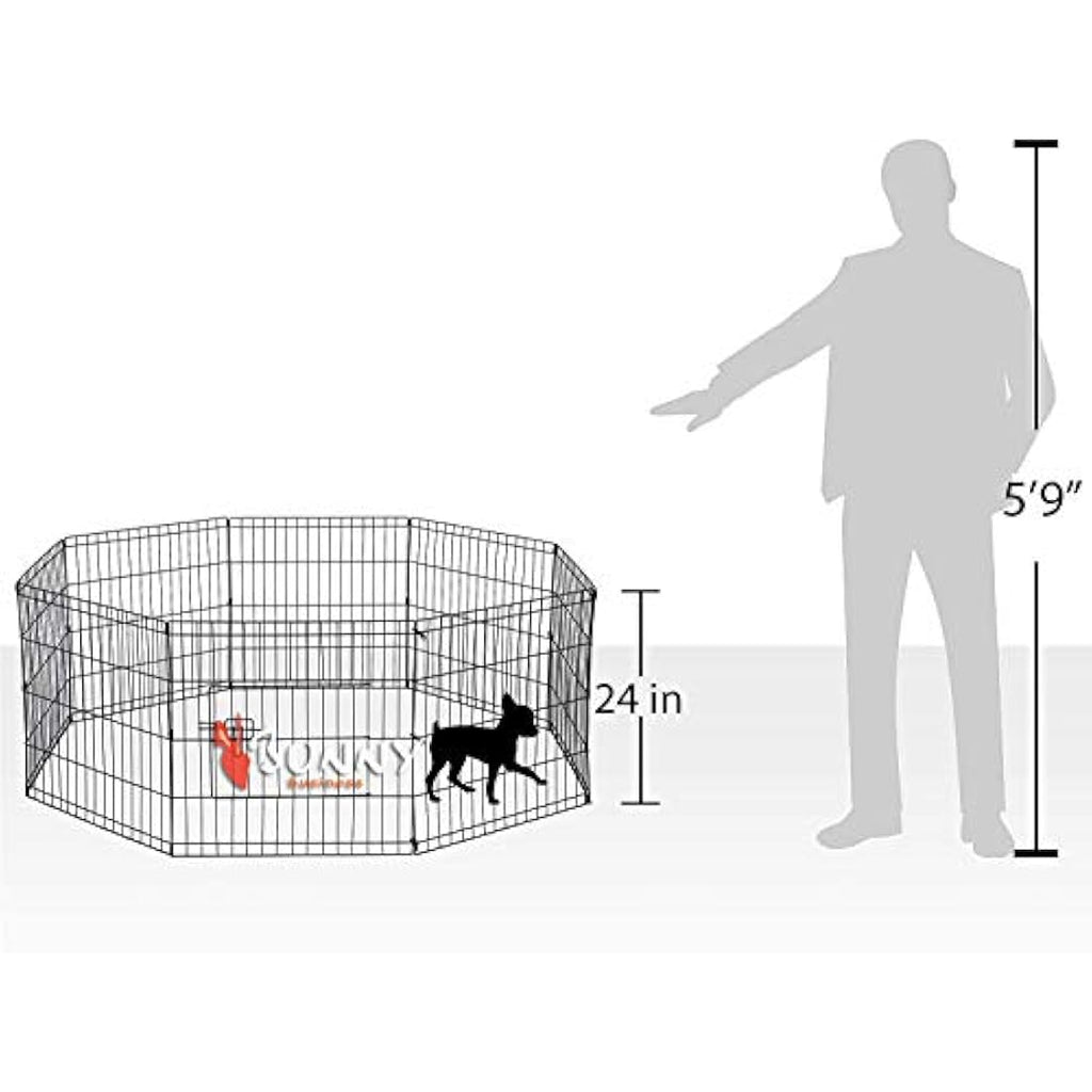 8 Panel Foldable Pet Playpen for Dogs & Cats | Black