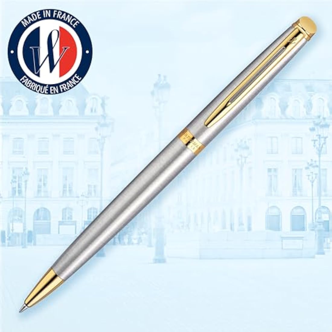 Waterman Hemisphere Ballpoint Pen | Stainless Steel & Gold Trim