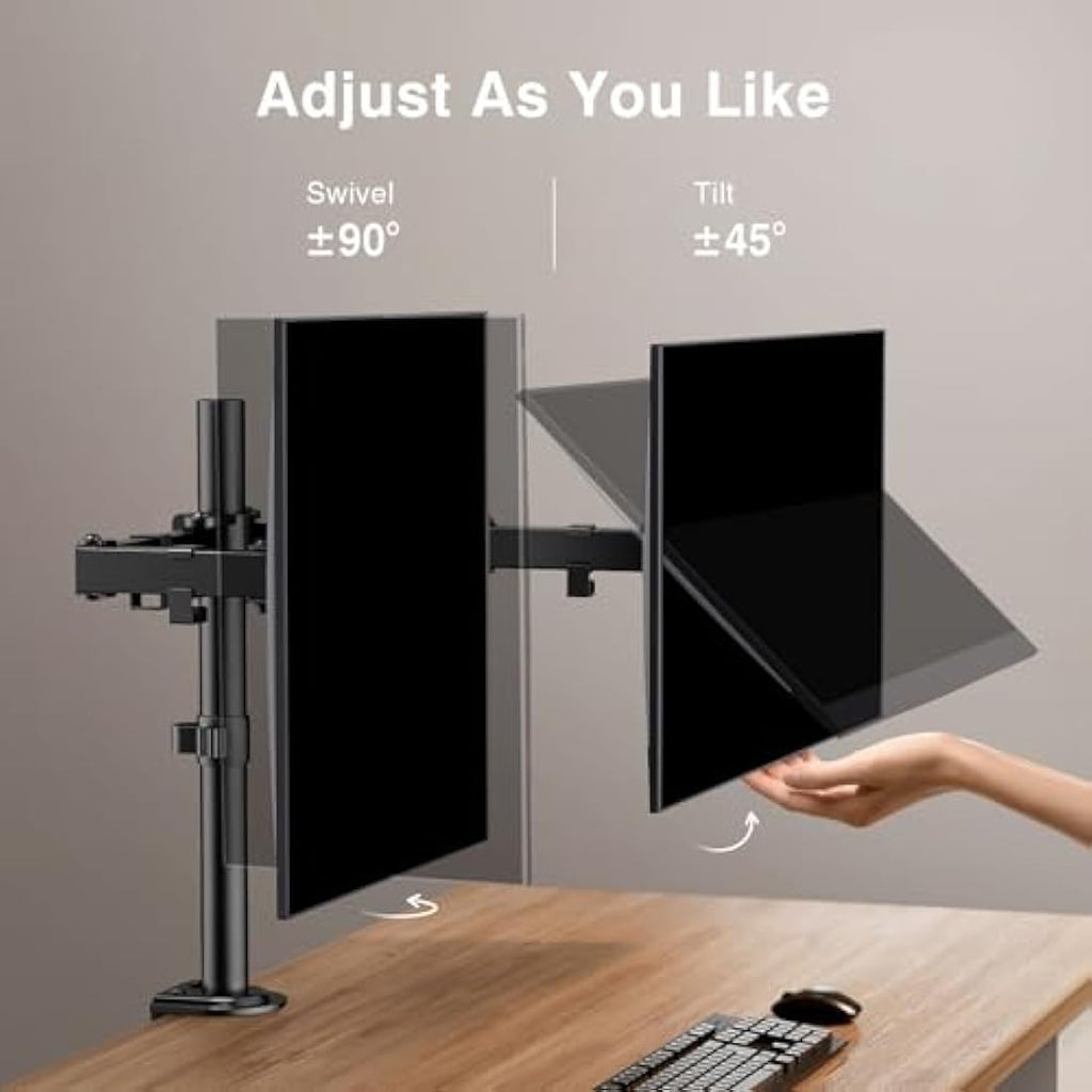 ErGear Dual Monitor Stand | Adjustable Steel Arm for 13-32 Inch Screens