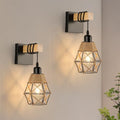 FORCOSO Industrial Wood Wall Sconce 2-Pack – Vintage E27 Indoor Lights