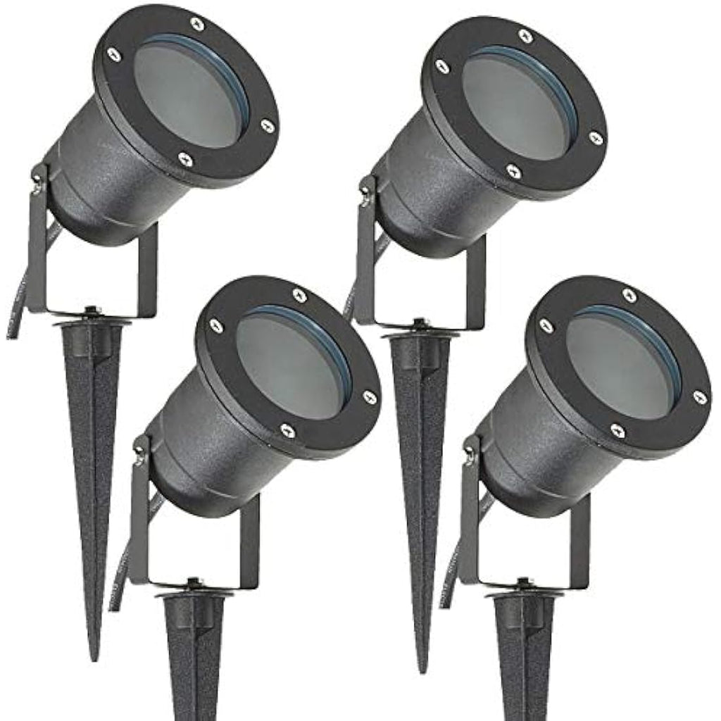GU10 Outdoor Garden Spike Lights | IP65 Matt Black - 4 Pack