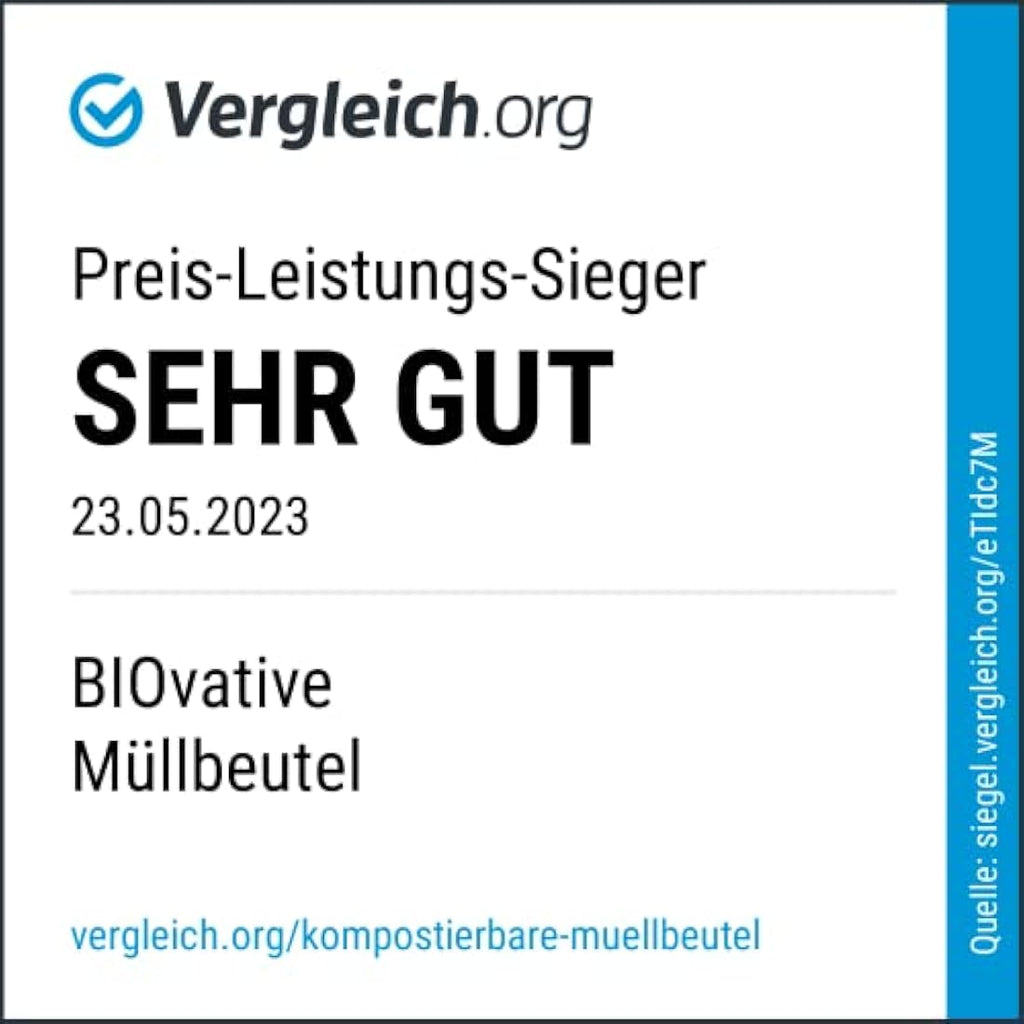 Jolof Store 6L Bio-Müllbeutel mit Griff – Kompostierbar & Reißfest (200 Stk)