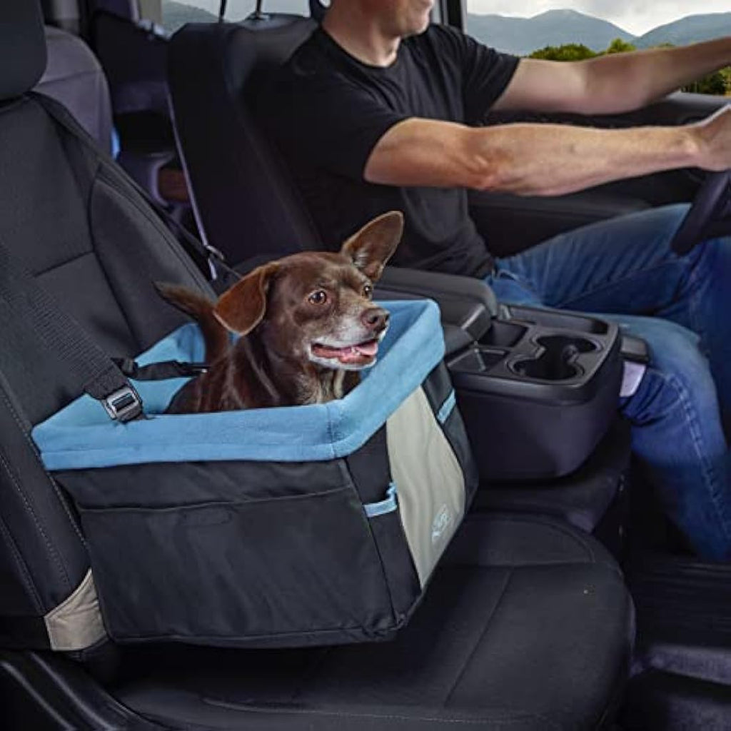 Kurgo Rover Dog Car Booster Seat – Secure Travel Carrier, Black/Blue