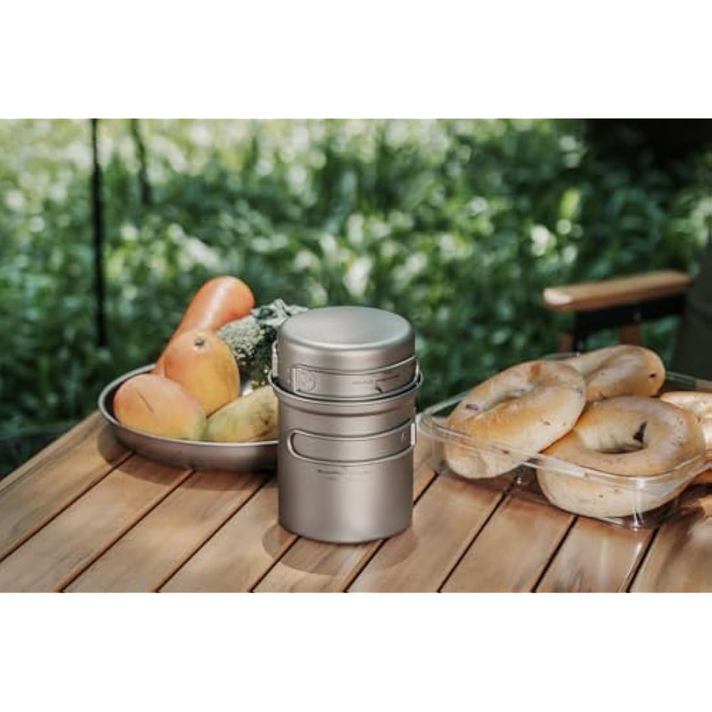 iBasingo Titanium Camping Cookware Set – Lightweight Backpacking Mess Kit