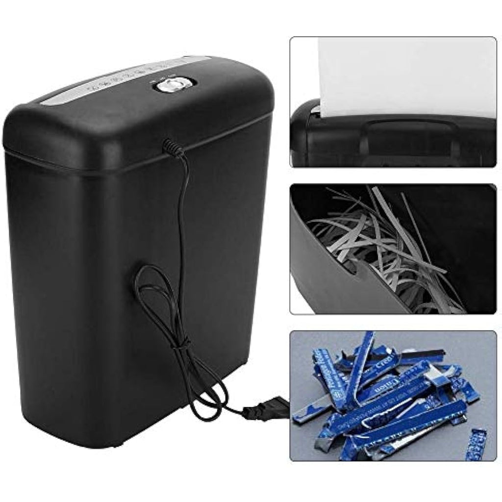 Electric Paper Shredder – 6-Sheet Strip-Cut with 10L Bin