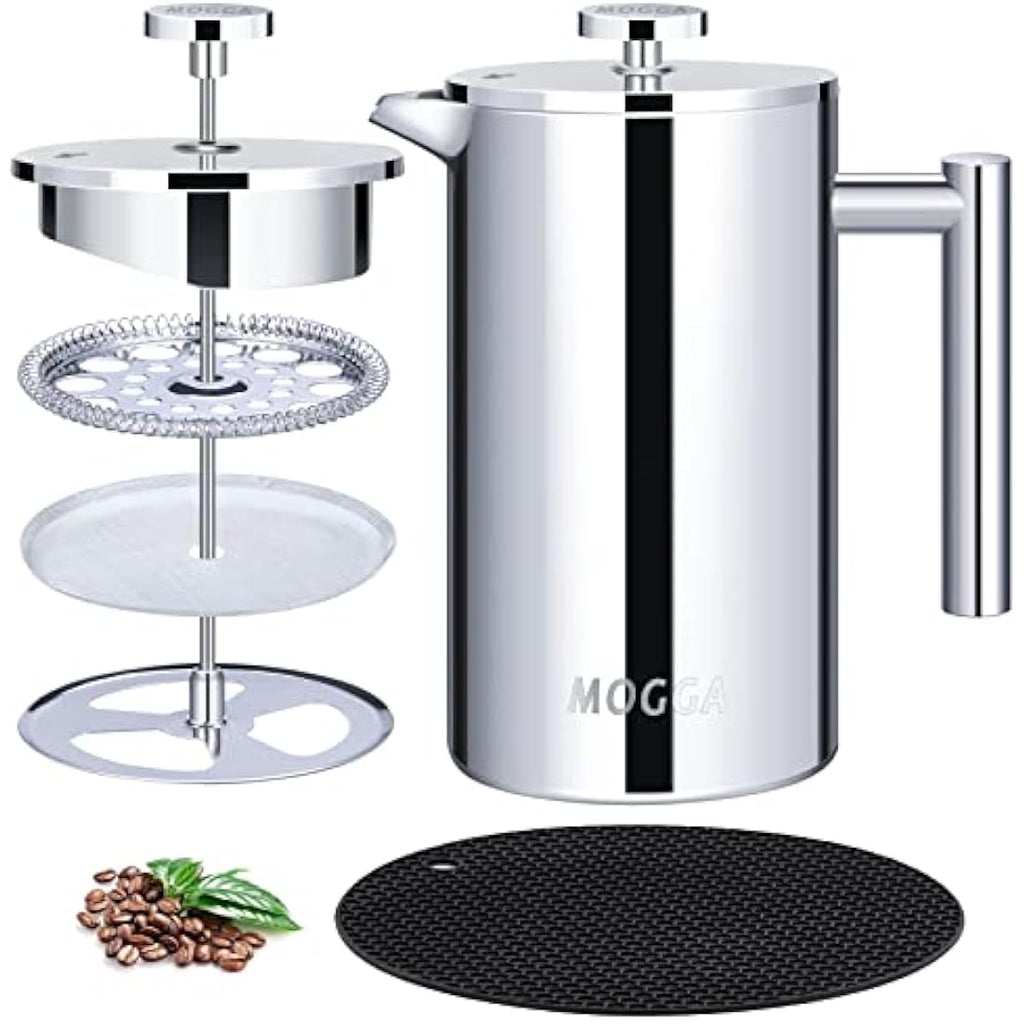 MOGGA French Press Coffee Maker | 34oz Insulated Stainless Steel Pot