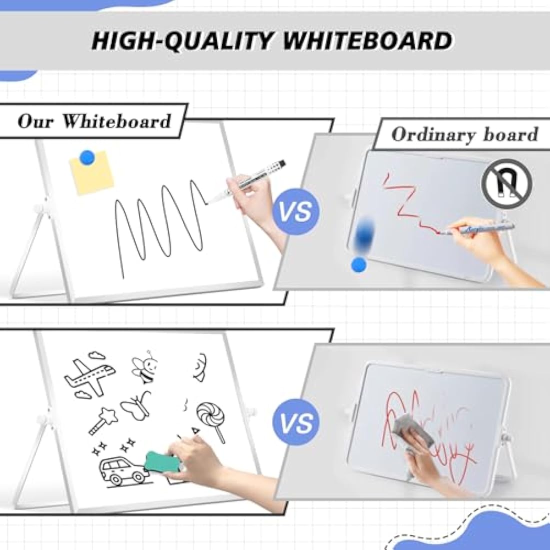 DOLLAR BOSS Magnetic Desktop Whiteboard | 30x40cm Double Sided Dry Erase