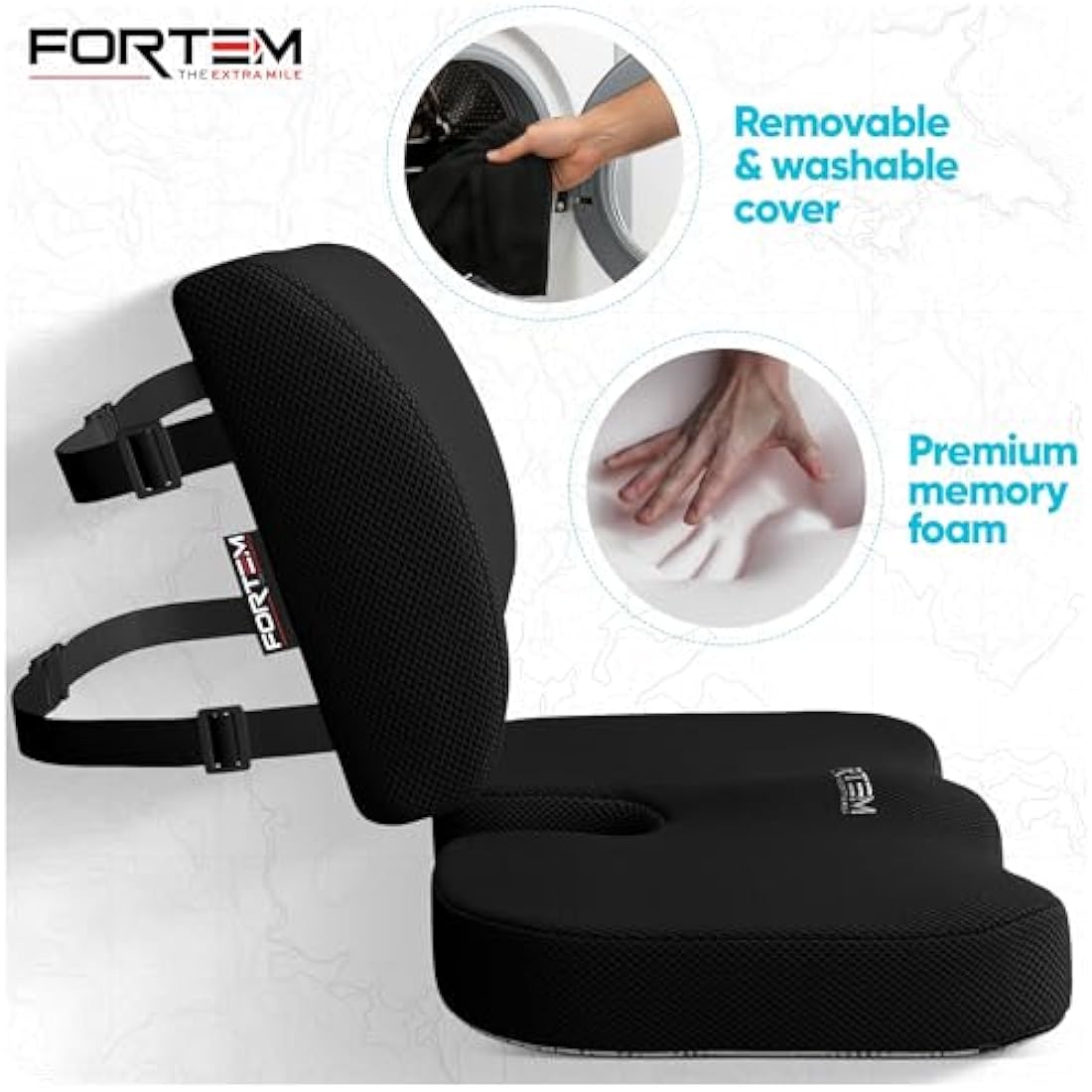Jolof Store Memory Foam Lumbar Support Pillow and Seat Cushion Set