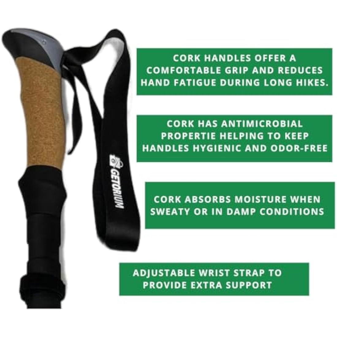 GETORIUM Trekking Poles – Aluminum 7075 Folding Hiking Sticks, Cork Grip