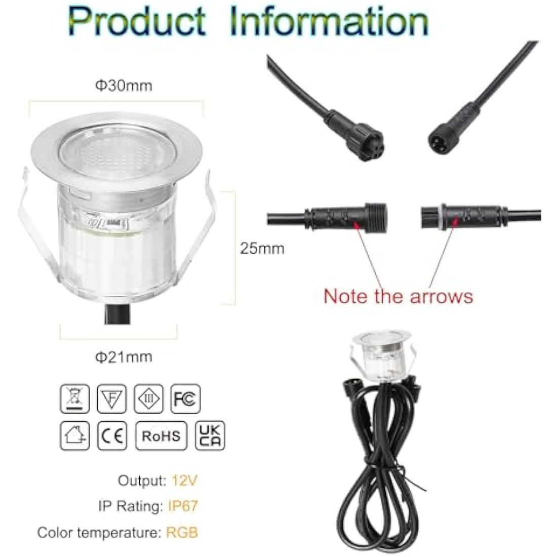 RGB LED Deck Lights - IP67 Waterproof Smart Patio Lighting 30pk