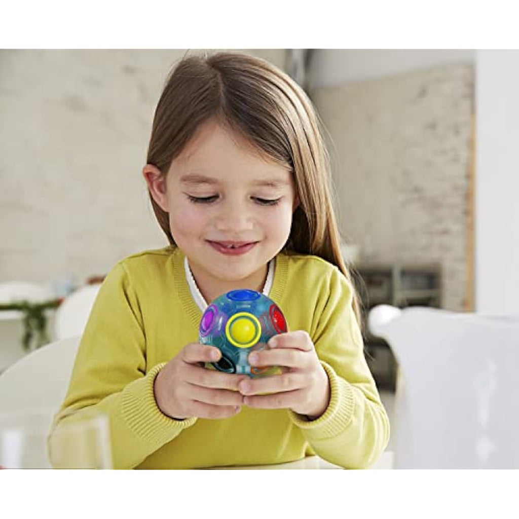 ROXENDA Magic Rainbow Ball Puzzle 4-Pack – 12-Hole Fidget Brain Teaser