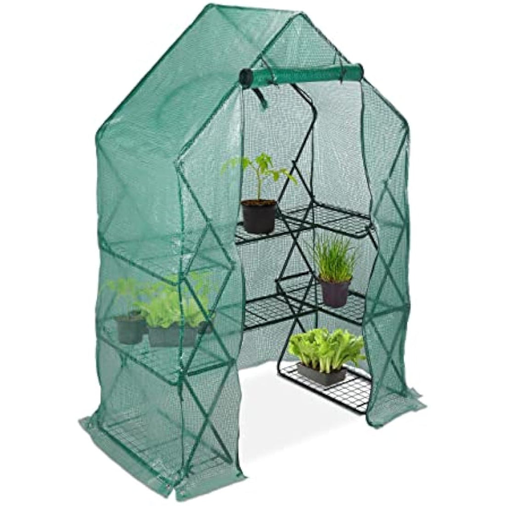 Relaxdays Walk-In Foil Greenhouse – Portable Garden Grow Tent with Shelf