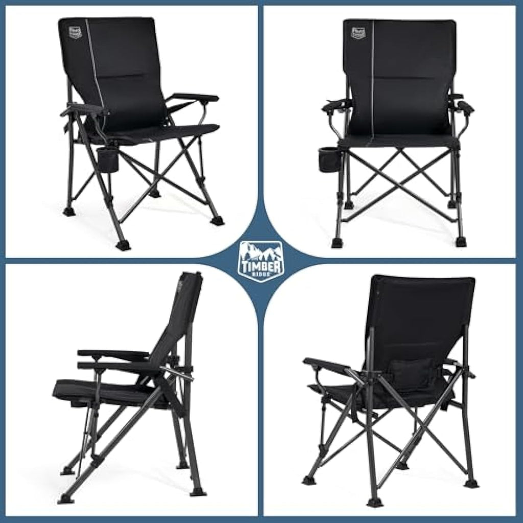 Timber Ridge Folding Camping Chair | High Back with Lumbar Support