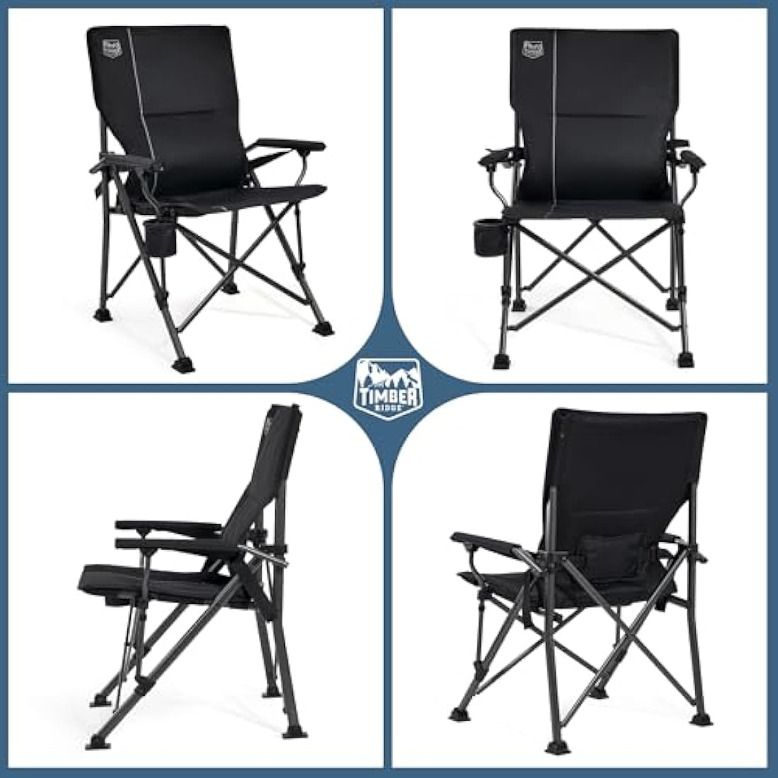 Timber Ridge Folding Camping Chair | High Back with Lumbar Support