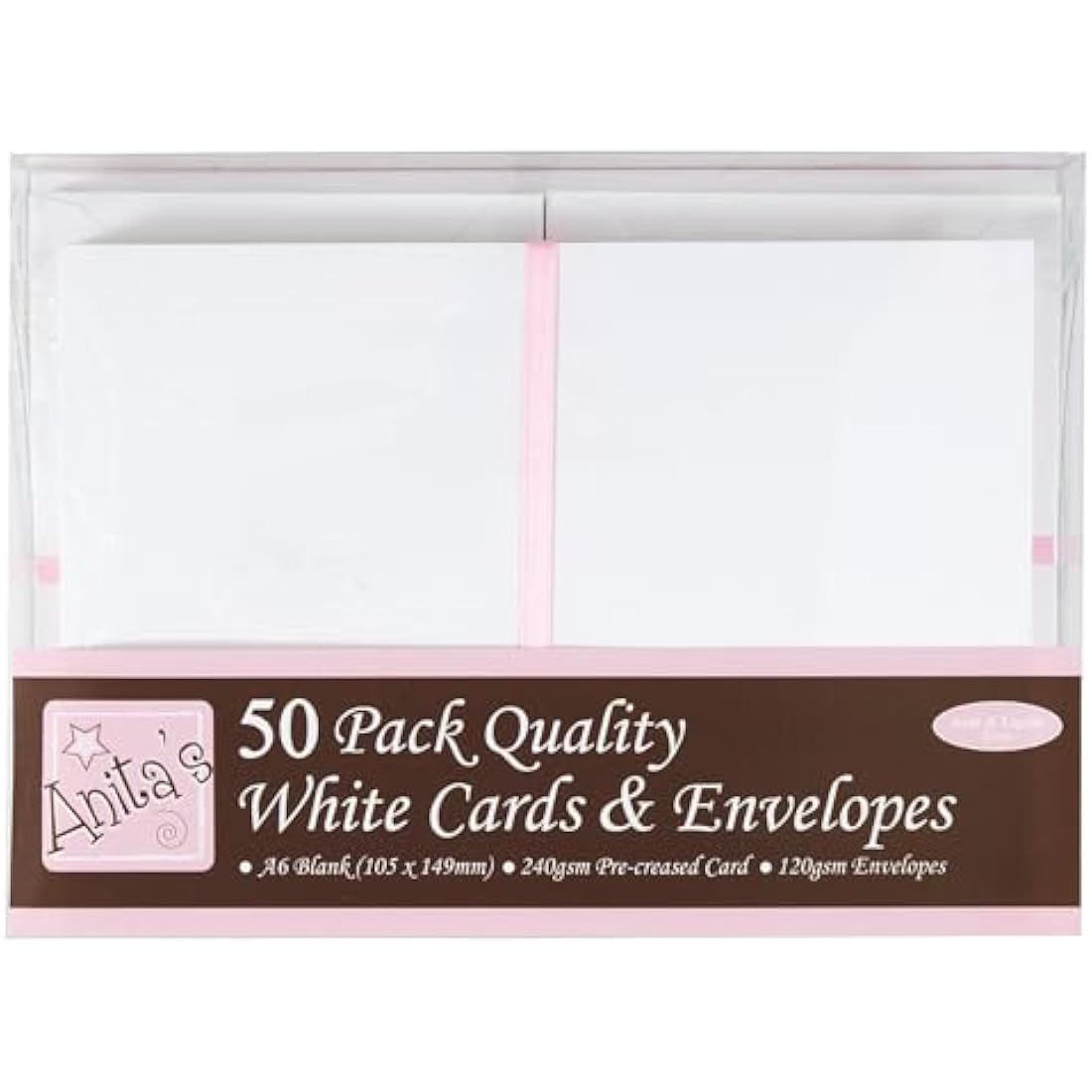 Anita's A6 Blank Cards and Envelopes - White Pack of 50 for Card Making