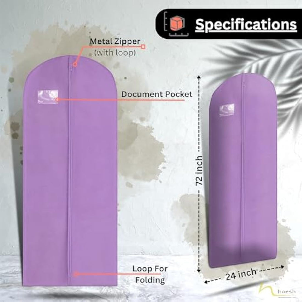 Breathable Wedding Dress & Prom Gown Garment Bag - Lilac