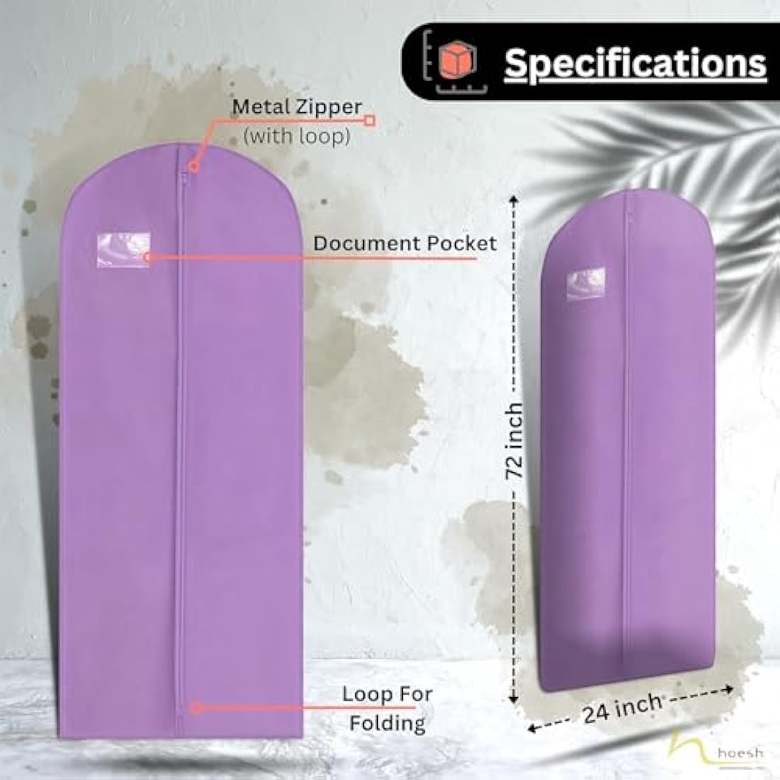 Breathable Wedding Dress & Prom Gown Garment Bag - Lilac