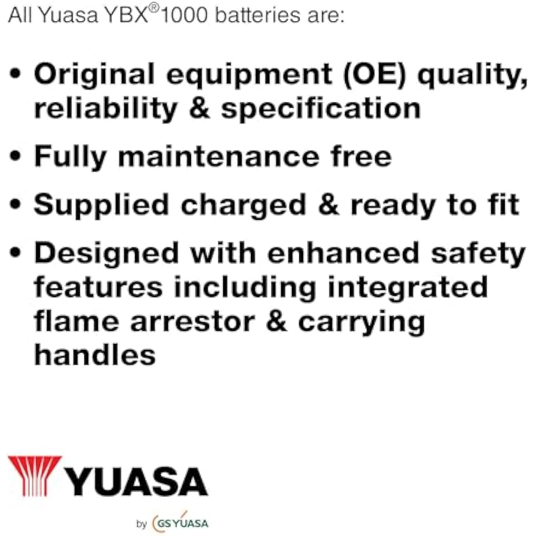 Yuasa YBX1096 Car Battery - 12V 70Ah 640CCA Sealed Maintenance Free