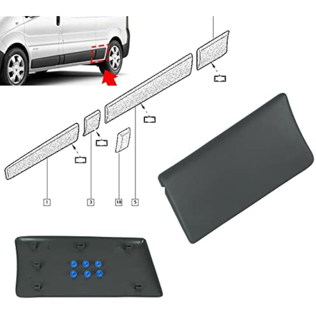 Jolof Store Rear Left Side Trim Moulding Panel for Vivaro Trafic LWB