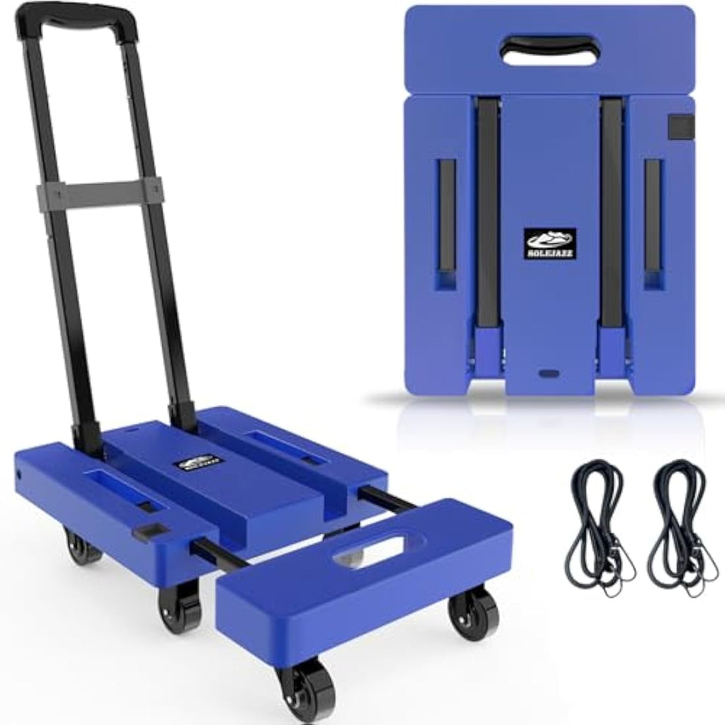 SOLEJAZZ Folding Hand Truck – 500lb Heavy Duty Portable Dolly with 6 Wheels