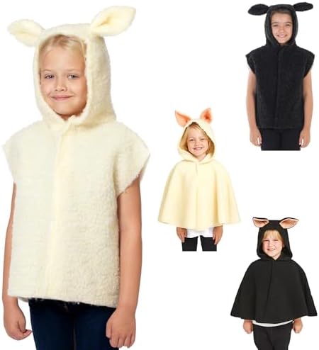 Charlie Crow Kids Lamb & Sheep Costume - Animal Tabard or Cape, 3-8 Years