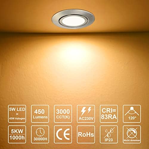 HiBay 8-Pack Ultra Slim LED Downlights – 5W Tiltable Brushed Chrome 3000K