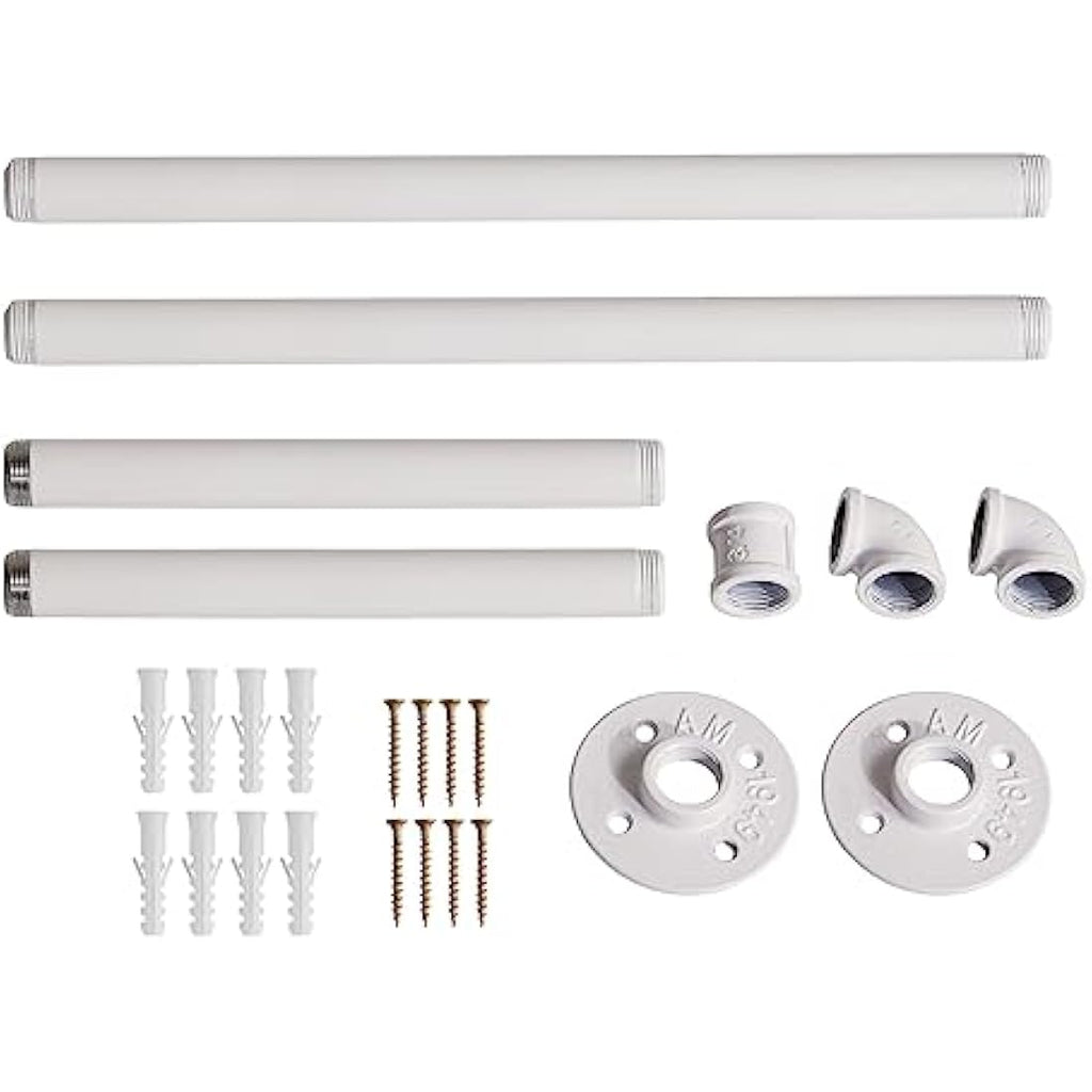 IBUYKE Industrial Wall Mounted Coat Rack – Heavy Duty Iron Rail, White