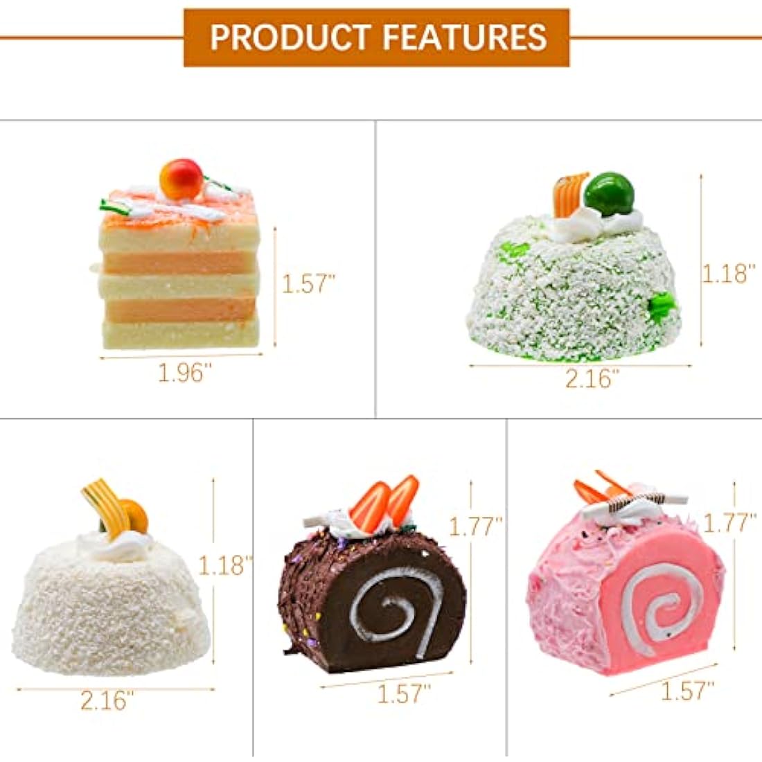 Jolof Store Artificial Cupcake Models – 5Pcs Realistic PU Fake Cake Props