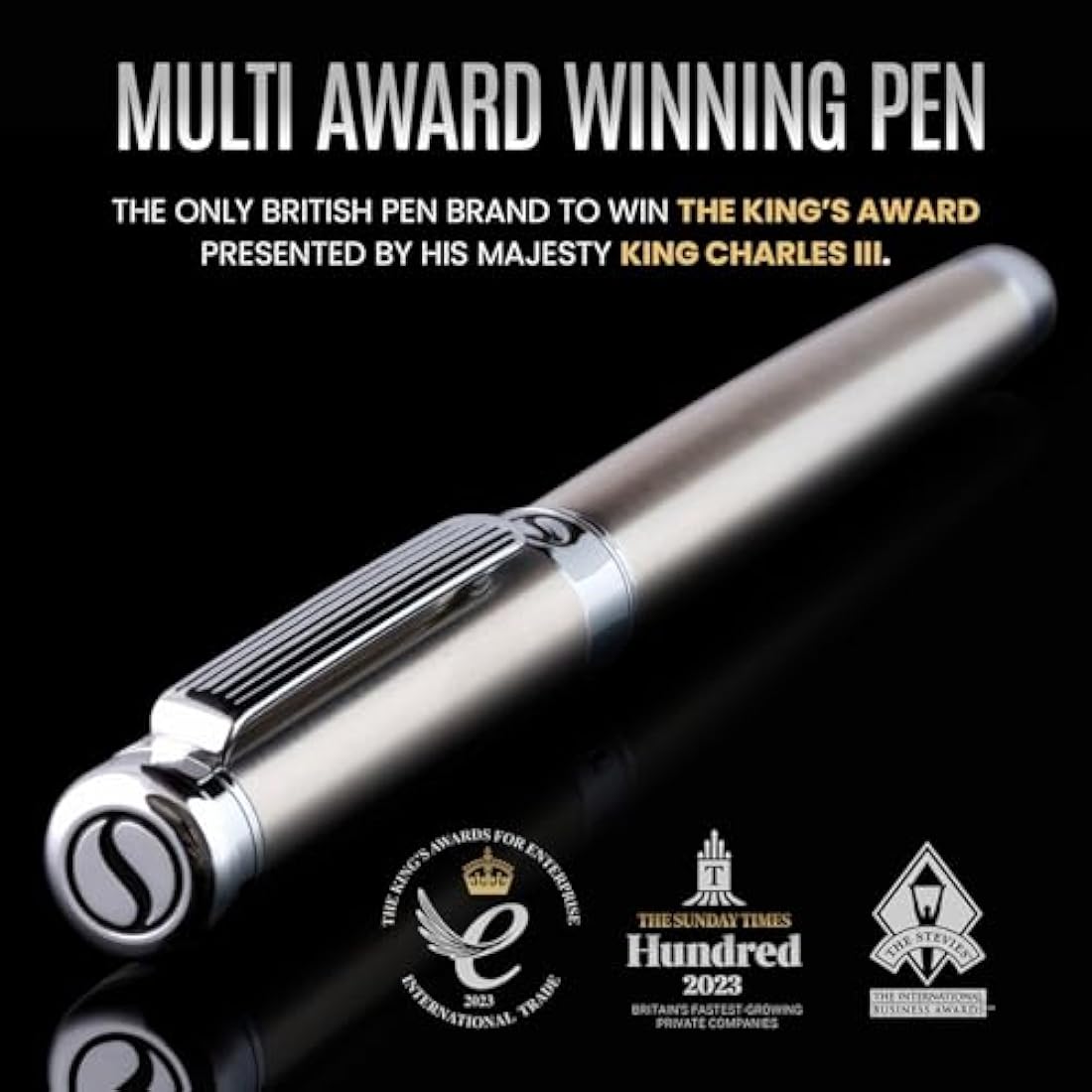 Scriveiner Stainless Steel Rollerball Pen – Luxury Silver Chrome Finish