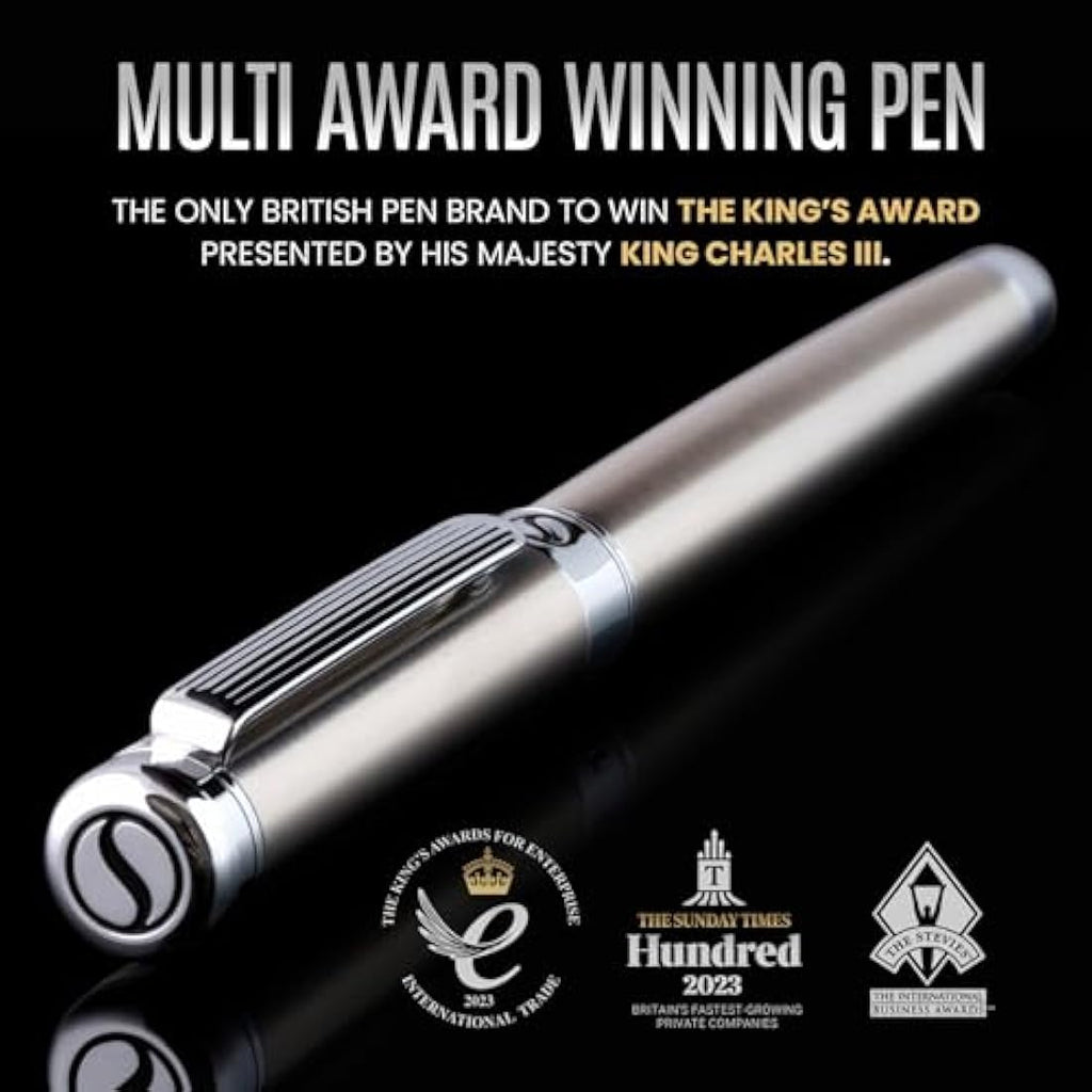 Scriveiner Stainless Steel Fountain Pen – Medium Schmidt Nib Luxury Pen