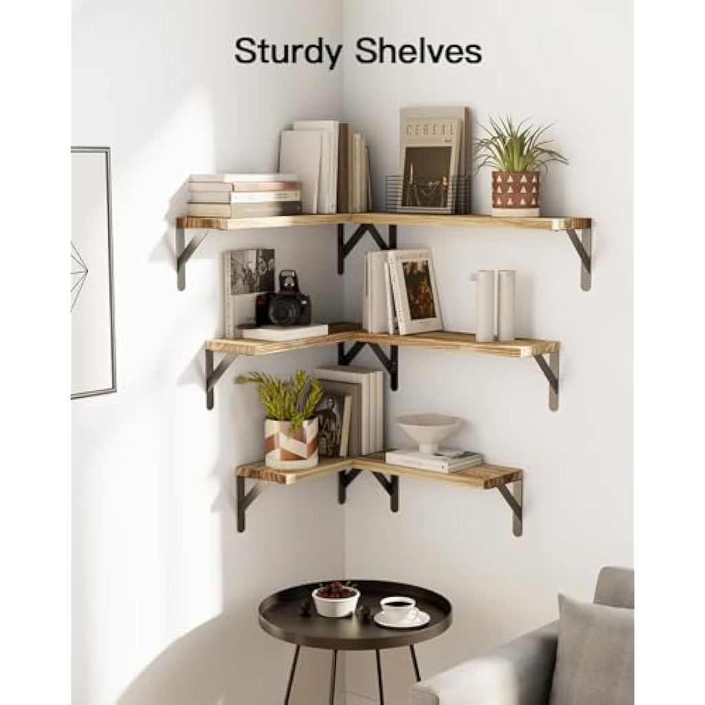 Pipishell Set of 6 Paulownia Wood Floating Shelves | Rustic Wall Decor