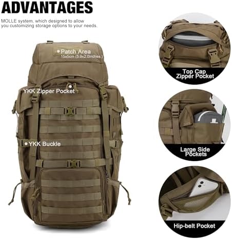 Tactical Military Rucksack - Large Molle Hiking Backpack
