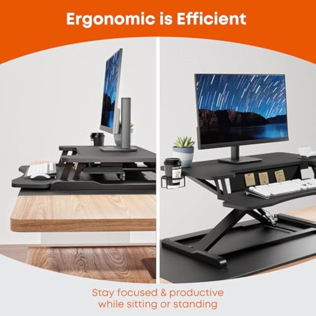 PUTORSEN 37" Standing Desk Converter | Dual Tiered Sit-Stand Riser