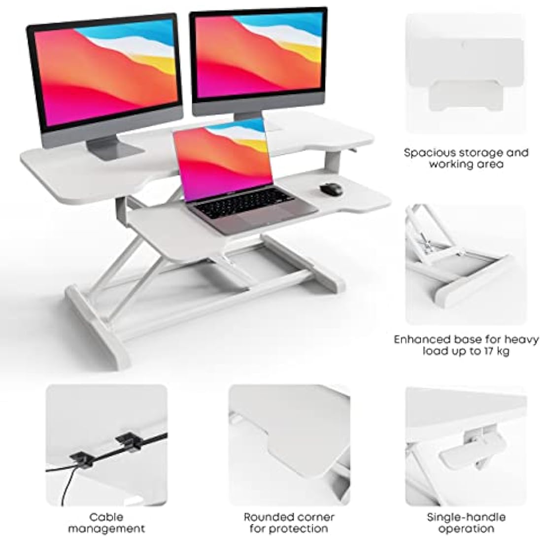 PUTORSEN 36" Standing Desk Converter | Height Adjustable Sit Stand Riser
