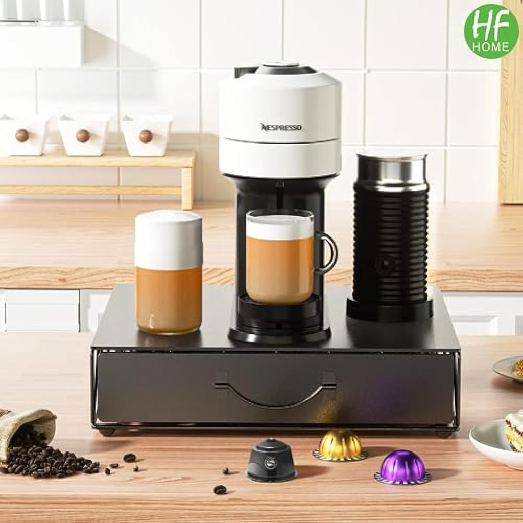 HFHOME Metal Coffee Pod Holder - 48 Nespresso Vertuo Capsule Drawer