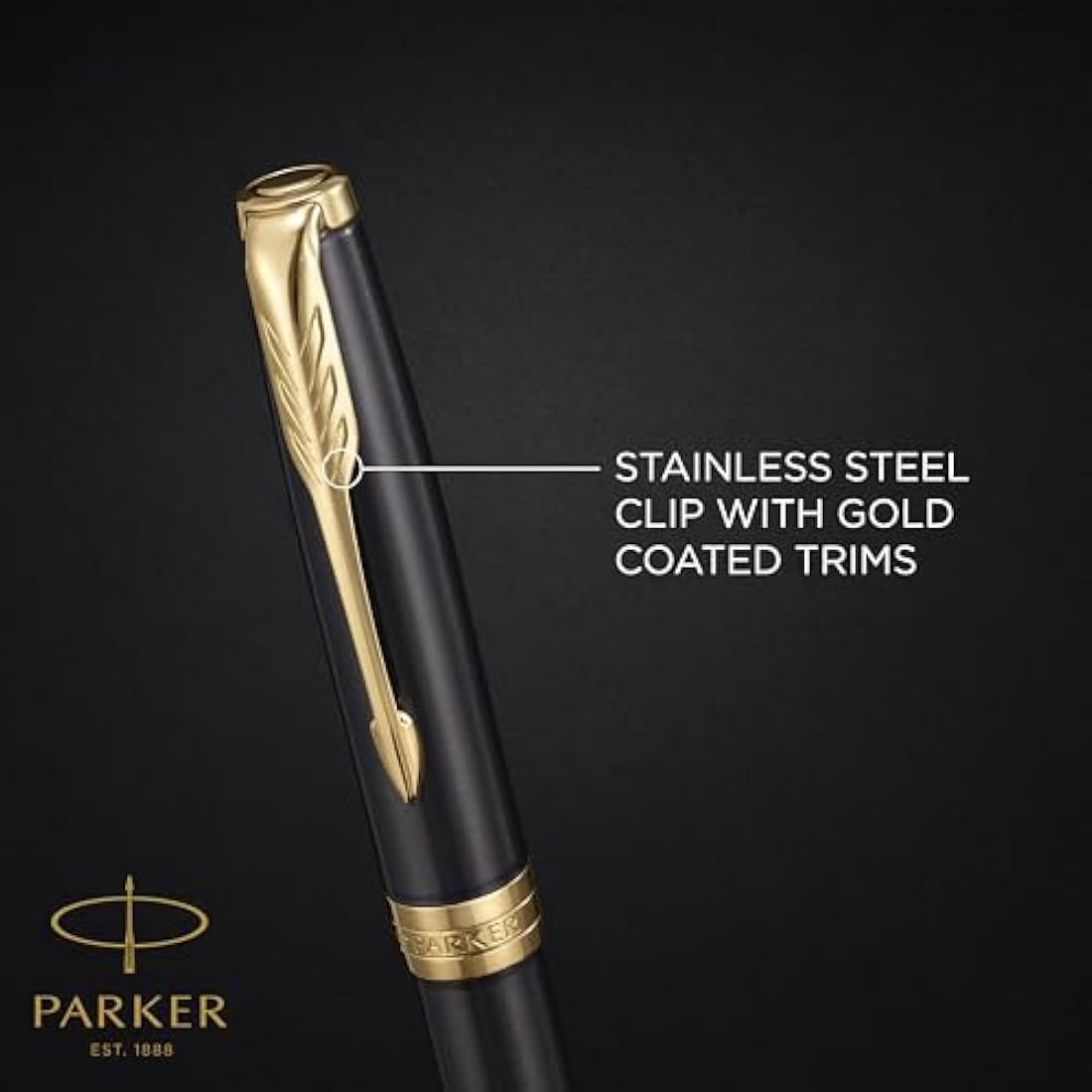 Parker Sonnet Rollerball Pen – Grey Lacquer with Gold Trim, Fine Point