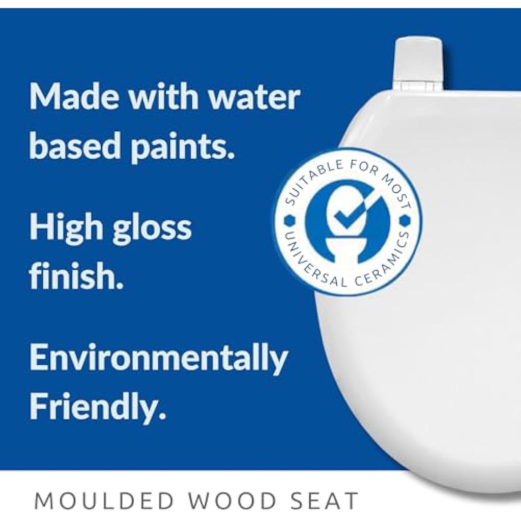 Bemis Chicago White Wooden Toilet Seat – Oval Shape with Easy Install