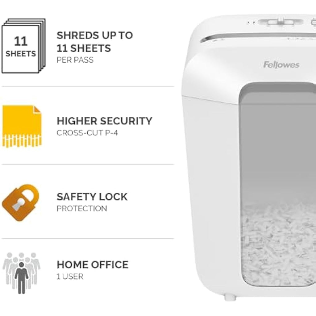 Fellowes Powershred LX70 Cross-Cut Paper Shredder - 11 Sheet, White