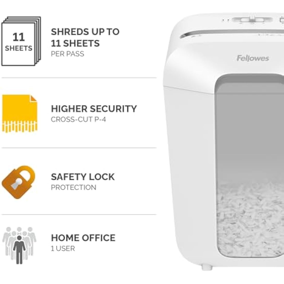 Fellowes Powershred LX70 Cross-Cut Paper Shredder - 11 Sheet, White