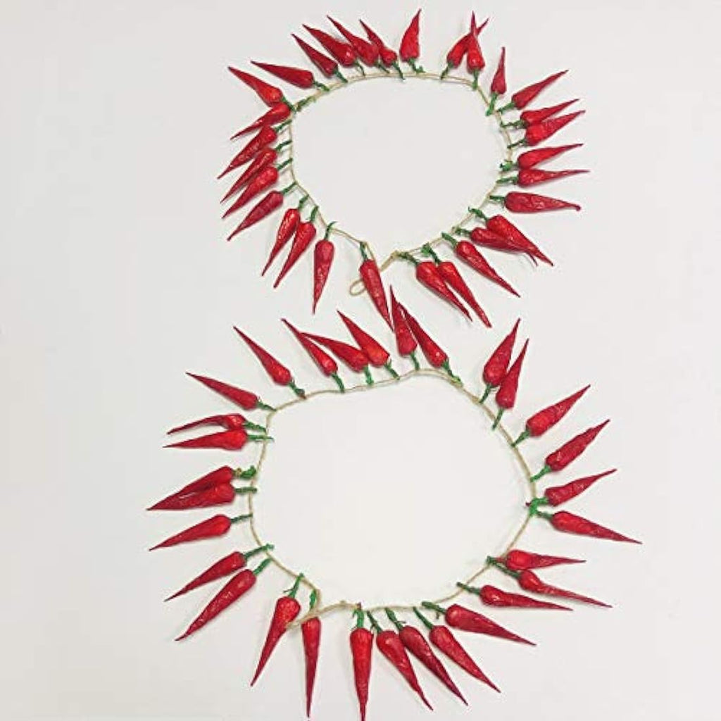 Artificial Red Chili Garland – 24 Inch Fake Pepper Wreath 2pcs