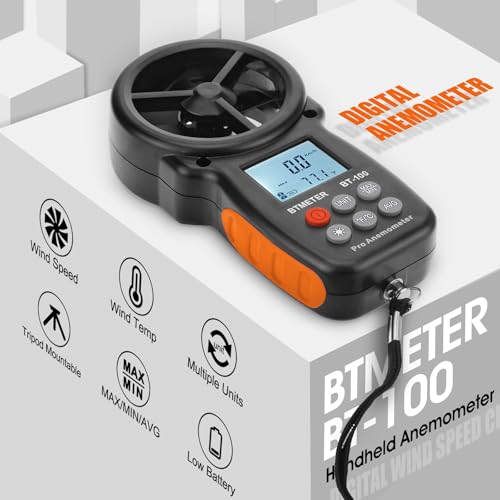 BTMETER BT-100 Digital Anemometer - Handheld Wind Speed Meter for HVAC