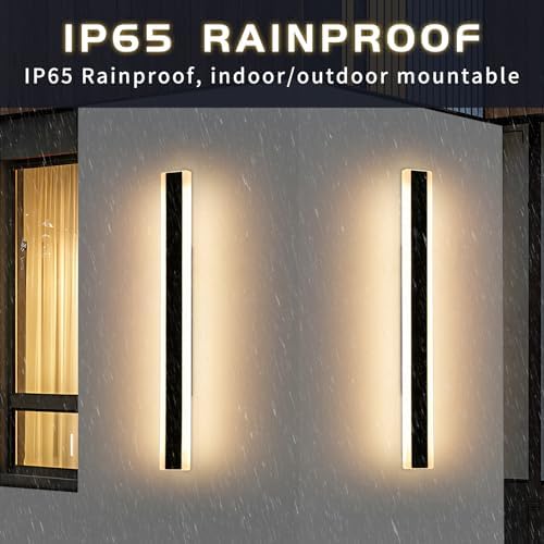 Mikeru Modern Outdoor Wall Light – 100cm Black LED 3000K Warm White 2-Pack