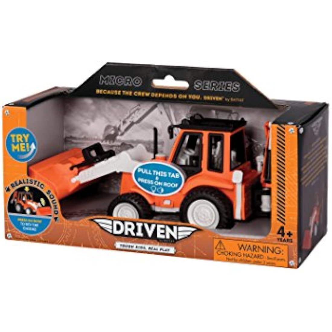 Driven by Battat Backhoe Loader Toy – Construction Truck with Lights & Sounds