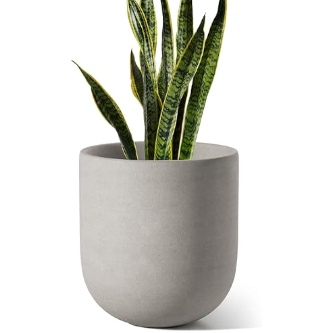 LE TAUCI 25cm Ceramic Plant Pot | Grey Cylinder Planter with Drainage