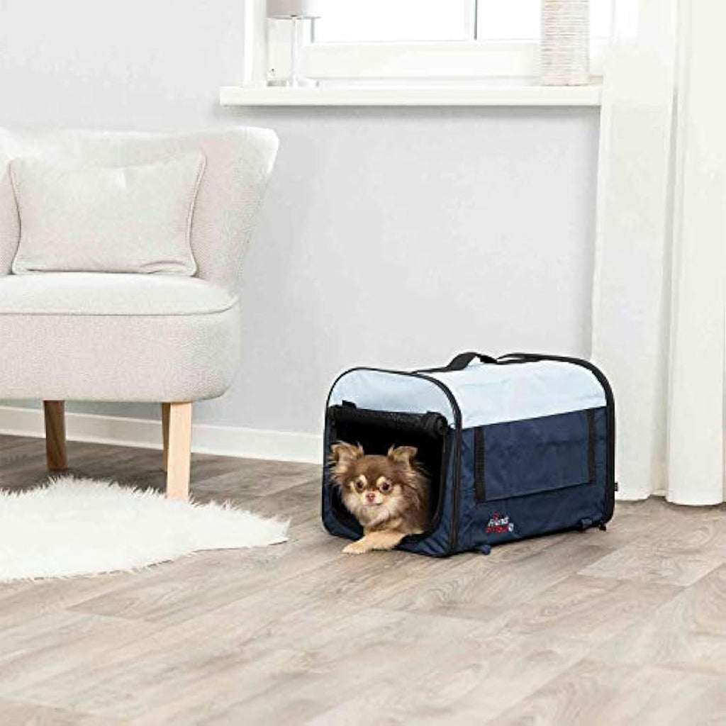 TRIXIE Soft Dog Travel Crate – Portable Mesh Pet Kennel with Fleece Base