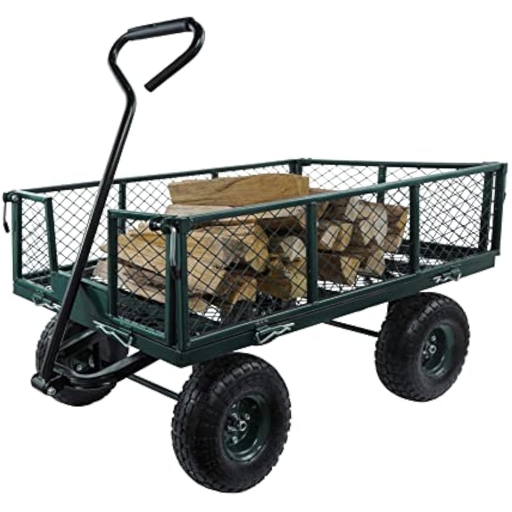 MOUNTALL Heavy Duty Garden Cart – 350kg Steel Mesh Utility Wagon