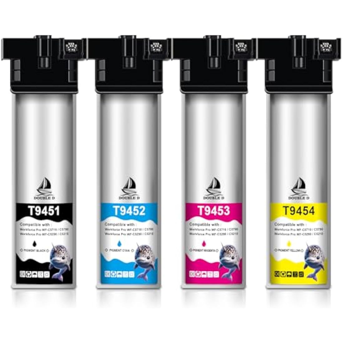 DOUBLE D T9451-T9454 Ink Cartridges for Epson WorkForce Pro WF-C5710 (4-Pack)