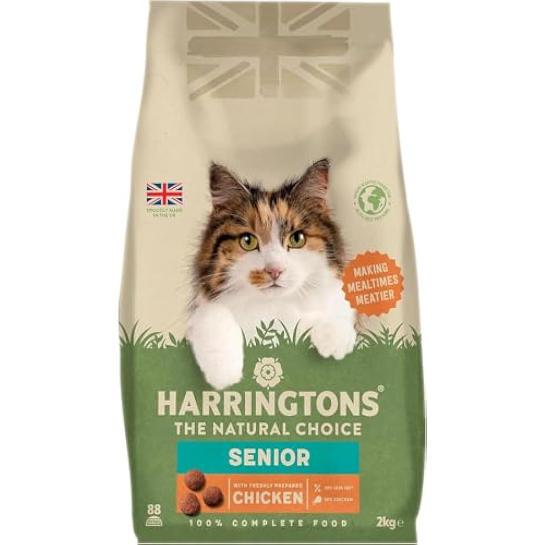 Harringtons Senior Dry Cat Food - Natural Chicken - 2kg (Pack of 4)