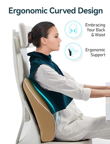 Travel Ease Memory Foam Lumbar Support Cushion for Office Chairs - Khaki