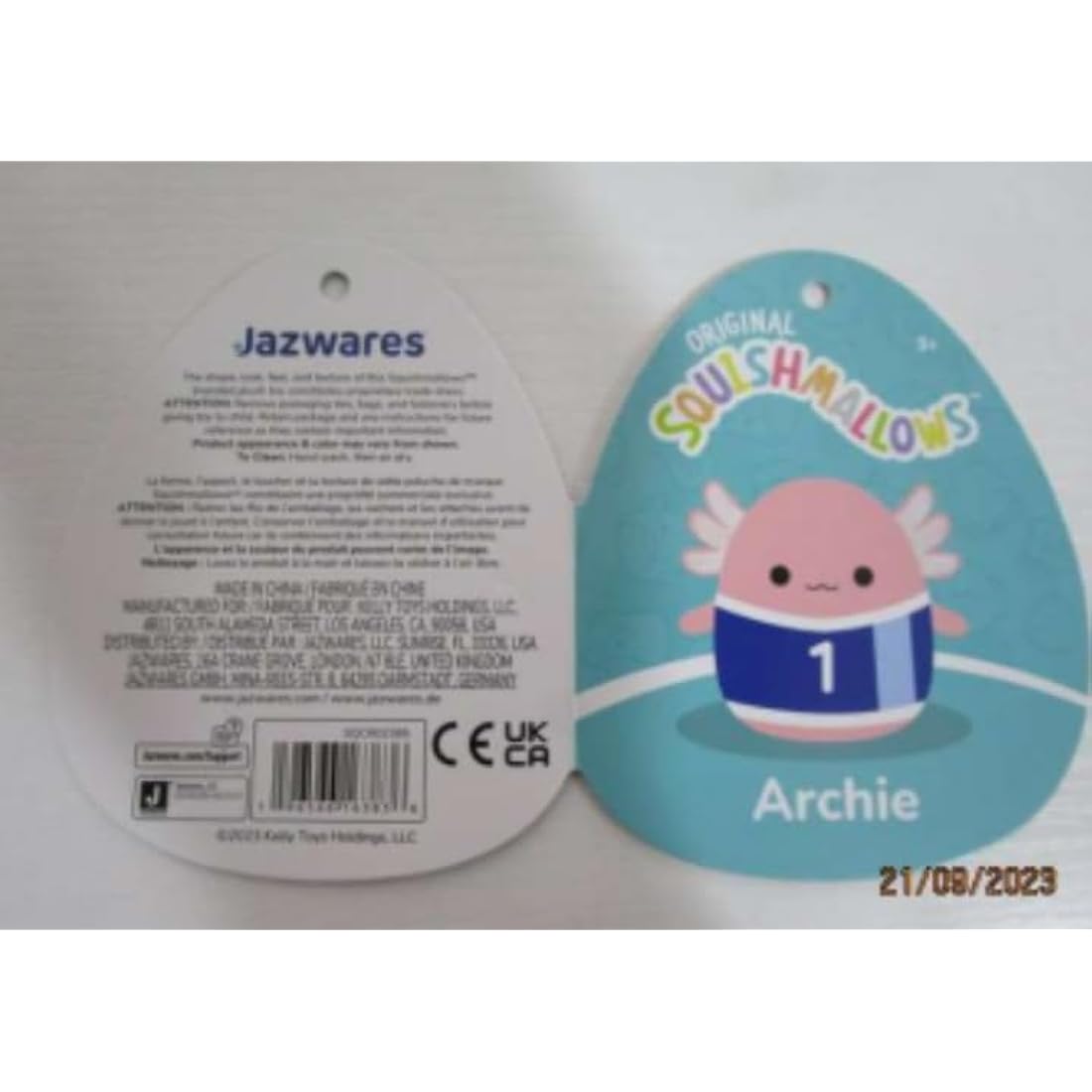 Squishmallows Archie the Axolotl Plush – 7.5-Inch Soccer Jersey Toy